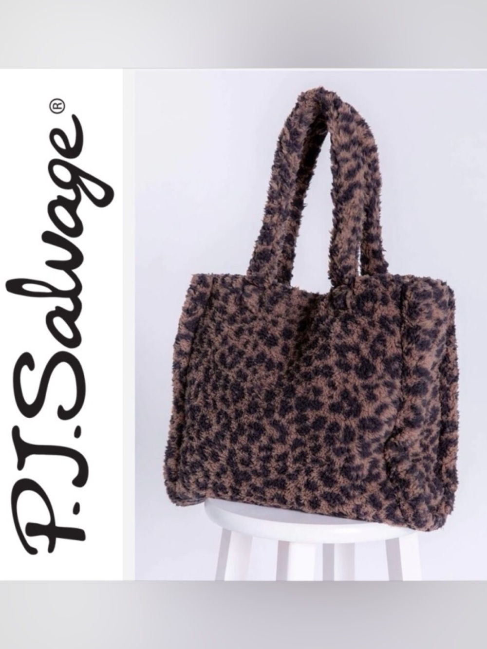 P.J. Salvage Animal Print Sherpa Tote Bag Large /Brown .
New with Tags.